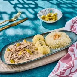 لحم ستروجانوف بالكريمة والفطر